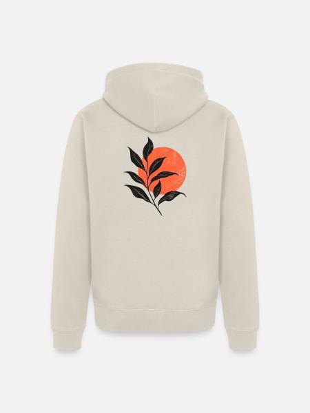 Sunset Leaf Silhouette - Unisex Premium Bio Zip Hoodie - Beige