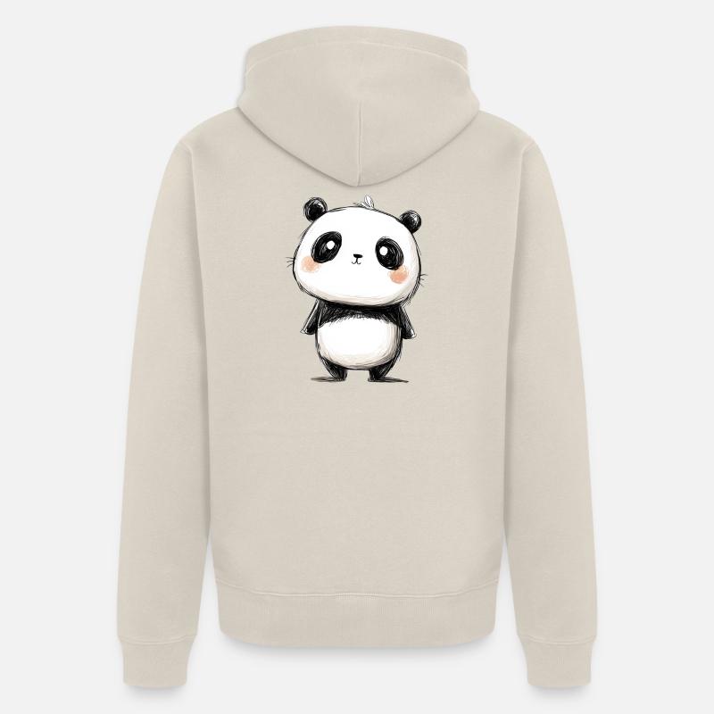 petit panda dessin - Veste à capuche bio Premium Unisexe - beige