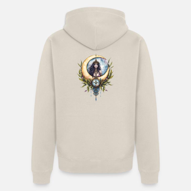 Reine Céleste Lune - Veste à capuche bio Premium Unisexe - beige