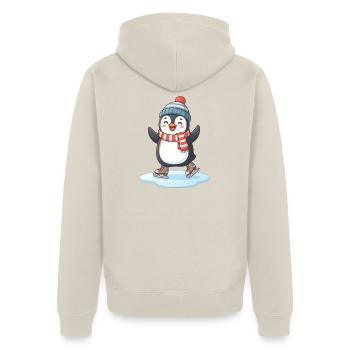 Eistanz-Pinguin-Charme - Unisex Premium Bio Zip Hoodie - Beige - Hinten - Thijin (182cm)