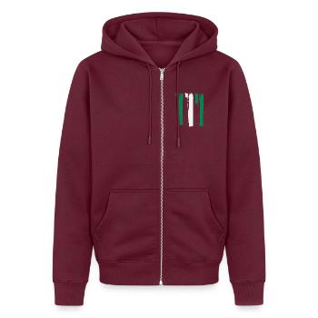 Nigeria Flagge - Unisex Premium Bio Zip Hoodie - Burgunderrot - Vorne - Thijin (182cm) & Selfina (174cm)
