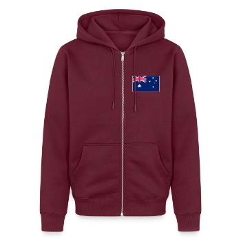 Australia Flag Classic Frame - Unisex Premium Bio Zip Hoodie - Burgunderrot - Vorne - Thijin (182cm) & Selfina (174cm)
