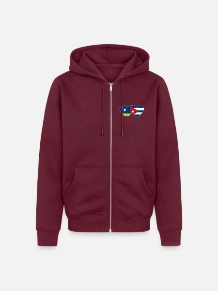 Curacao Kuba Flagge Herz - Unisex Premium Bio Zip Hoodie - Burgunderrot