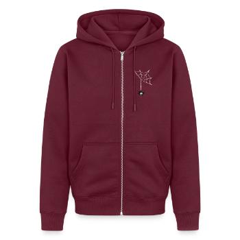 Spinne "Igitte" - Unisex Premium Bio Zip Hoodie - Burgunderrot - Vorne - Thijin (182cm) & Selfina (174cm)