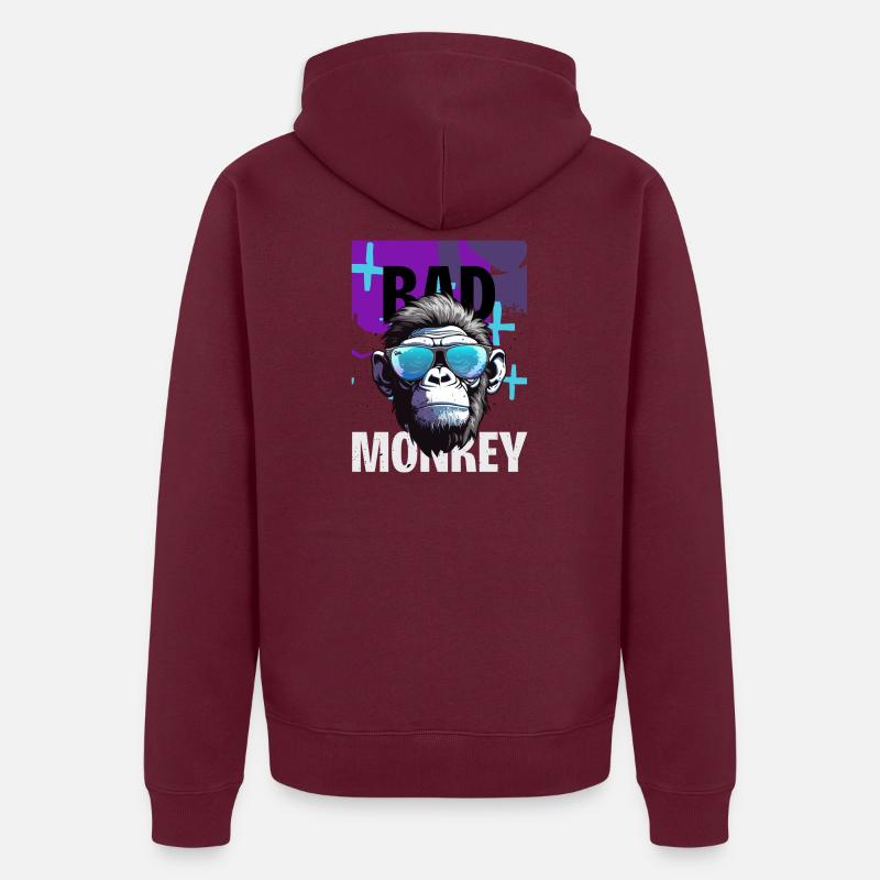 Bad Monkey Neon Sunglasses Unisex Premium Organic Zip Hoodie