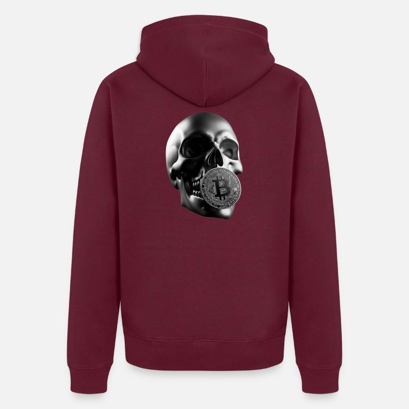 Bitcoin Skull Skull Crypto Design - Veste à capuche bio Premium Unisexe - bourgogne