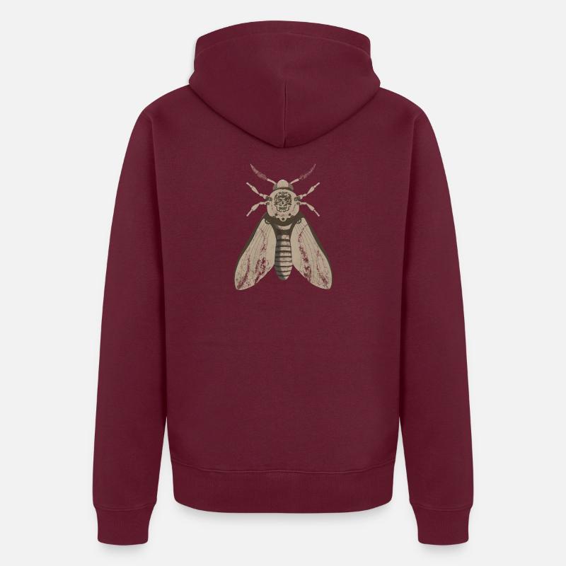 Skull Moth in Steampunk Style Unisex Premium Organic Zip Hoodie