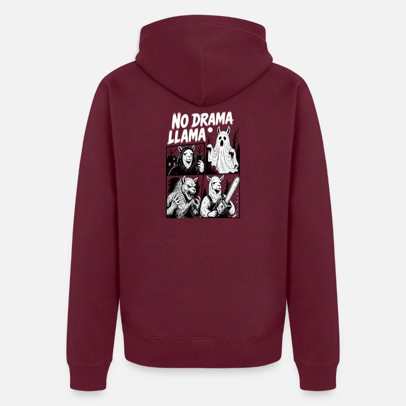 No Drama Llama Horror Comic Unisex Premium Bio Zip Hoodie