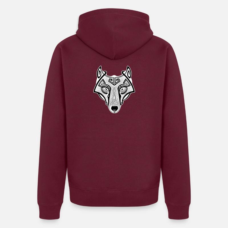 Loup viking Fenrir valhalla blanc - Veste à capuche bio Premium Unisexe - bourgogne