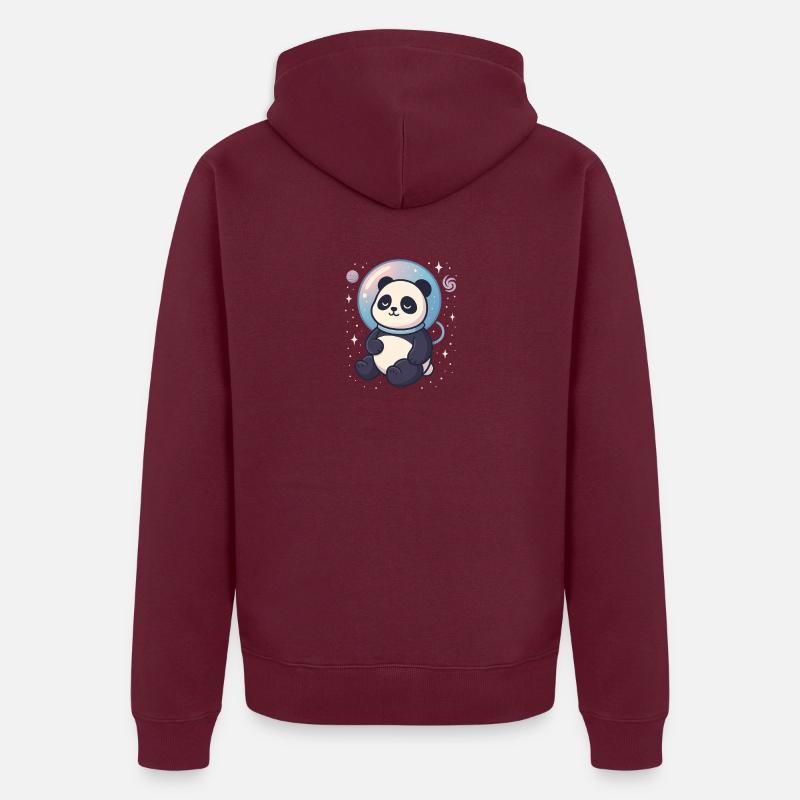 Panda Cosmique Rêveur de l’Espace - Veste à capuche bio Premium Unisexe - bourgogne