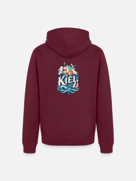 Kiel Leuchtturm Segelboot Ostsee - Unisex Premium Bio Zip Hoodie - Burgunderrot