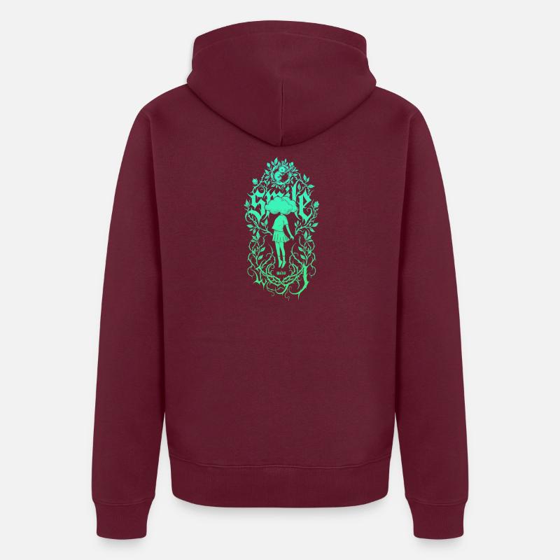 Mädchen-Silhouette im Blätterrahmen Unisex Premium Bio Zip Hoodie