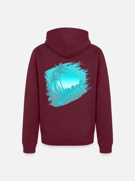 sunset blue - Unisex Premium Organic Zip Hoodie - burgundy
