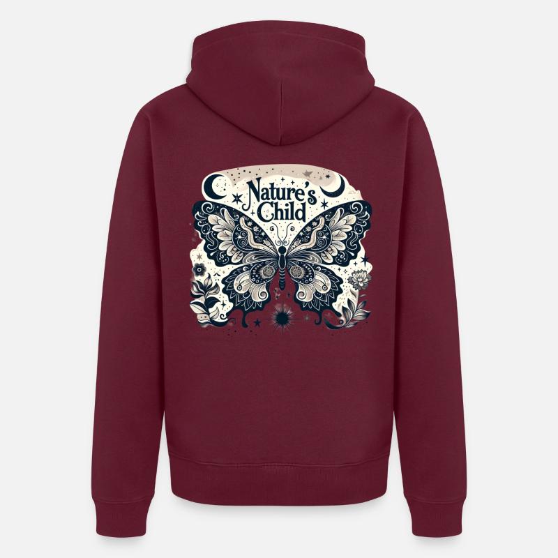 Motif papillon de l’enfant de la nature Veste à capuche bio Premium Unisexe