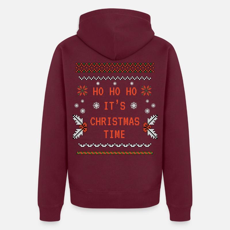 Pixel-Weihnachtszeit Ho Ho Ho Unisex Premium Bio Zip Hoodie
