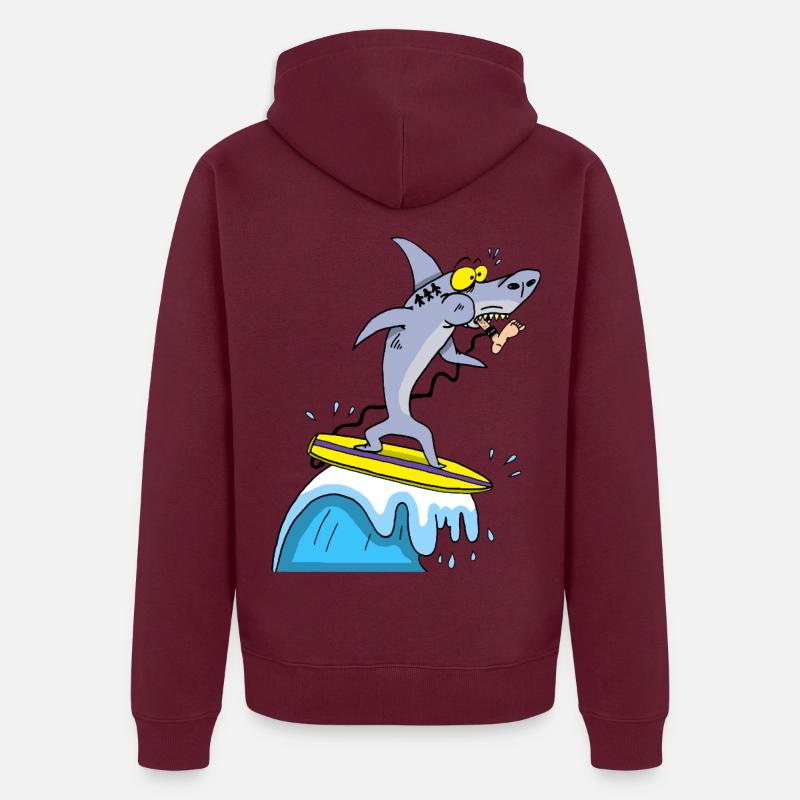 Le requin et le surf Veste à capuche bio Premium Unisexe