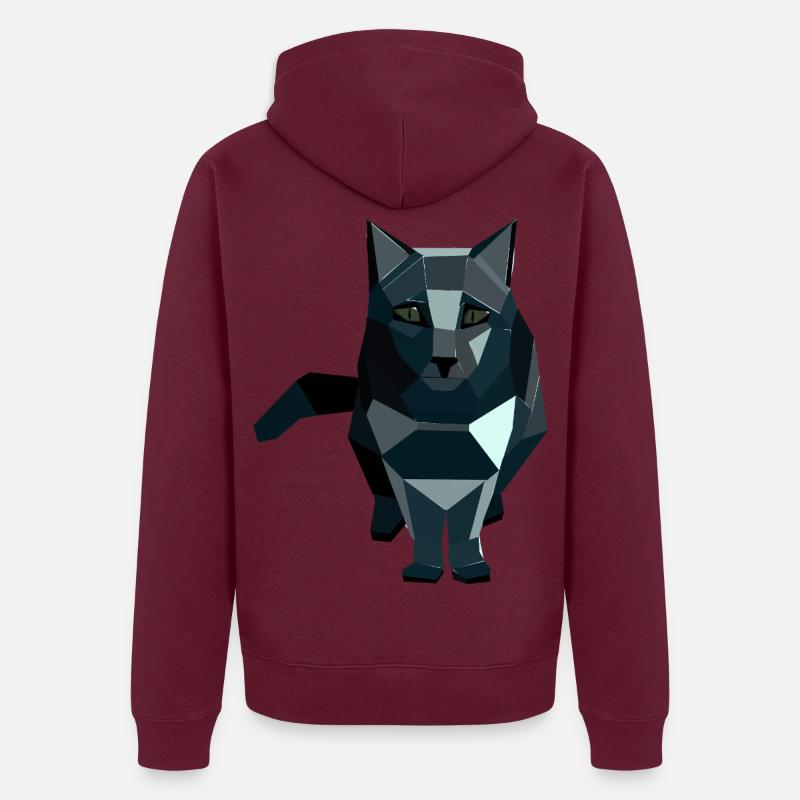 Chat géométrique de style obsidienne Veste à capuche bio Premium Unisexe