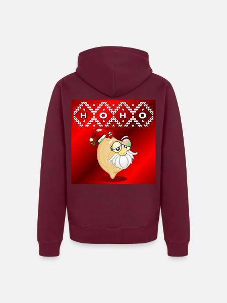 WEIHNACHTSMANN KICHERERBSEN - Unisex Premium Bio Zip Hoodie - Burgunderrot