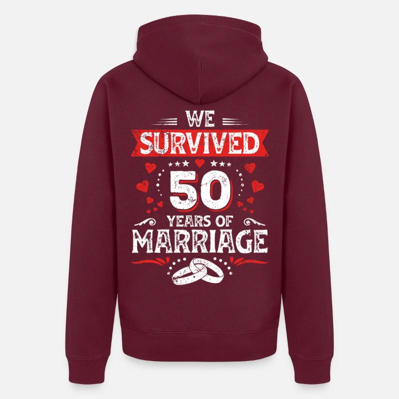 50 Hochzeit Jahrestag Ehemann Ehefrau Ehe Unisex Premium Bio Zip Hoodie