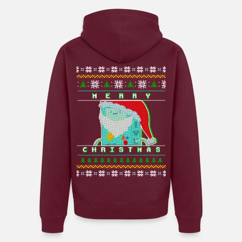 Joyeux Noël Pixel Santa « Pull de Noël moche » Veste à capuche bio Premium Unisexe
