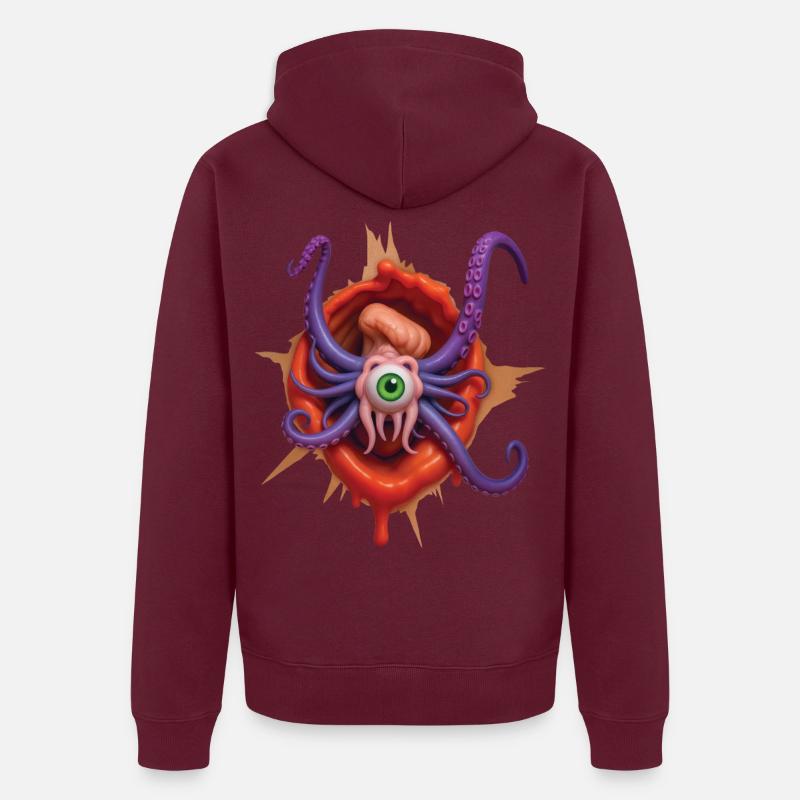 ALIEN ESCAPE - nerd og sci-fi - Premium økologisk unisex-hettejakke - burgunderrød 