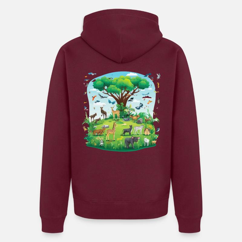 Tierparadies unter dem Baum Unisex Premium Bio Zip Hoodie