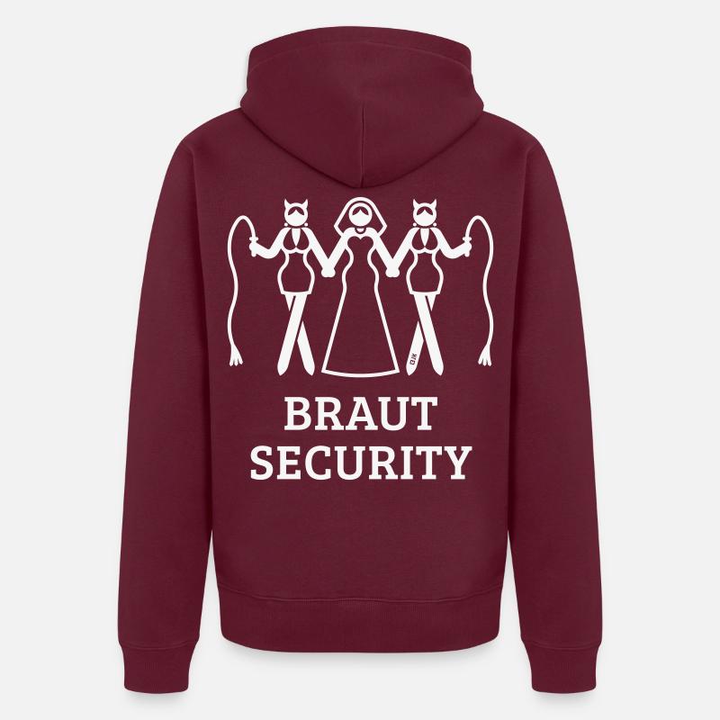 Braut Security (JGA Polterabend Peitsche / White) Unisex Premium Bio Zip Hoodie