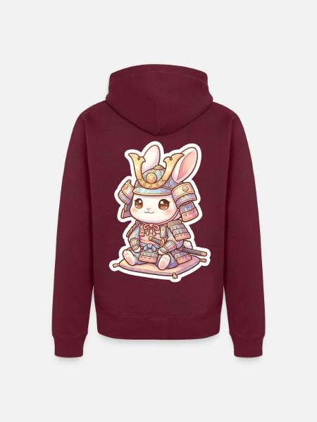 Samurai Bunny - Unisex Premium Bio Zip Hoodie - Burgunderrot