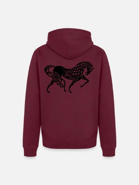Celtic Horse (Schwarz) - Unisex Premium Bio Zip Hoodie - Burgunderrot
