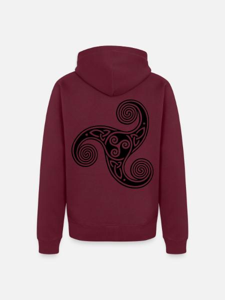 Keltisches Stammessymbol (Schwarz) - Unisex Premium Bio Zip Hoodie - Burgunderrot