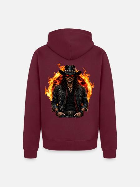 Halloween Cowboy Hell Rider - Unisex Premium Bio Zip Hoodie - Burgunderrot