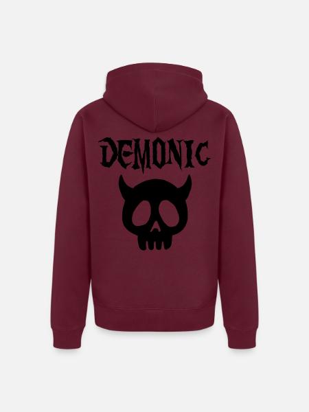 Manga Dämonenschädel (Schwarz) - Unisex Premium Bio Zip Hoodie - Burgunderrot