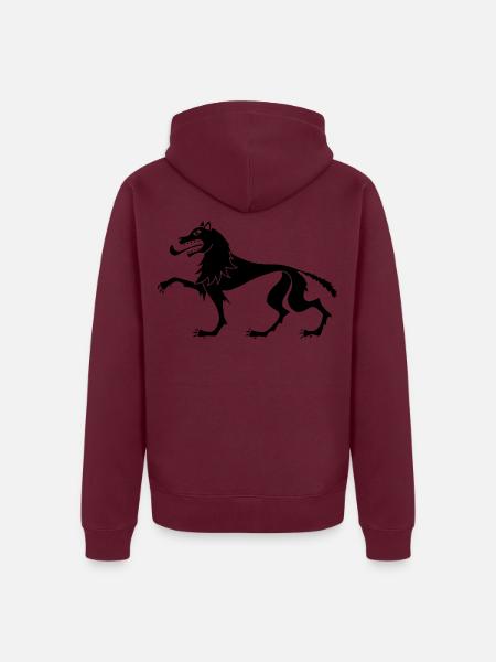 Mittelalterlicher Schwarzer Wolf - Unisex Premium Bio Zip Hoodie - Burgunderrot