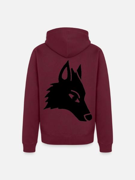 Wolf's Head Manga (schwarz) - Unisex Premium Bio Zip Hoodie - Burgunderrot - Hinten