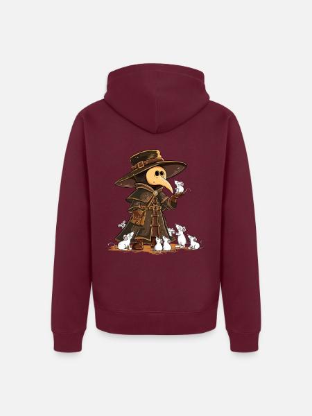 Pestdoktor Mäuse Mittelalter LARP Fantasy Humor - Unisex Premium Bio Zip Hoodie - Burgunderrot - Hinten