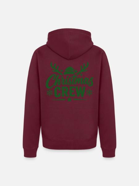 Christmas Crew Rentier - Unisex Premium Bio Zip Hoodie - Burgunderrot