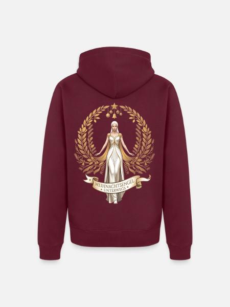 Weihnachts Engel unterwegs, Engel, Weihnachten - Unisex Premium Bio Zip Hoodie - Burgunderrot