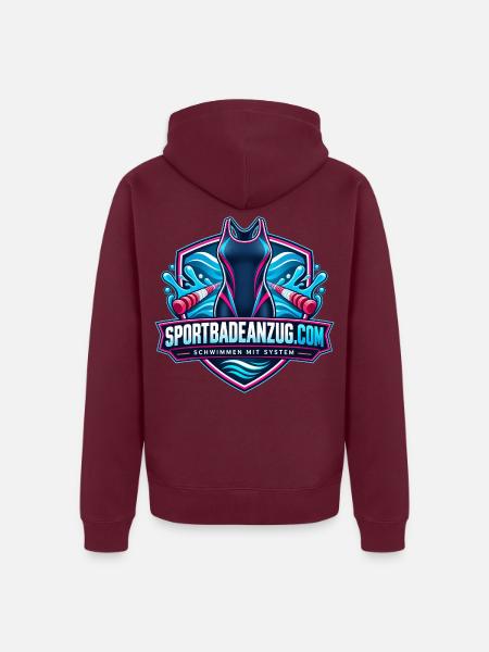 Wasserwellen Sprintanzug Logo - Unisex Premium Bio Zip Hoodie - Burgunderrot