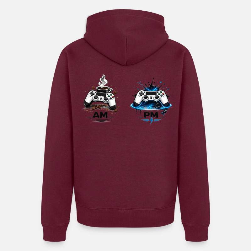 AM Kaffee PM Gaming Unisex Premium Bio Zip Hoodie