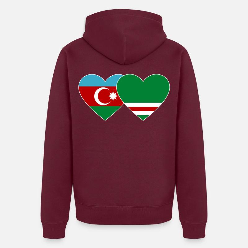 Azerbaijan Chechnya Flag Heart Unisex Premium Organic Zip Hoodie