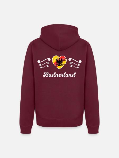 Badnerland Adler Herz - Unisex Premium Bio Zip Hoodie - Burgunderrot