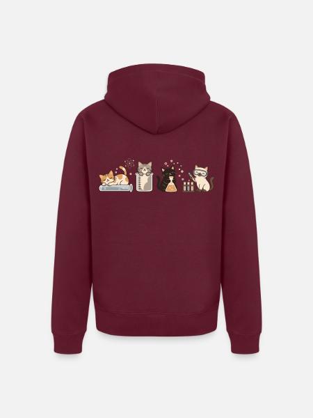 Science Cats Laboratory - Unisex Premium Bio Zip Hoodie - Burgunderrot