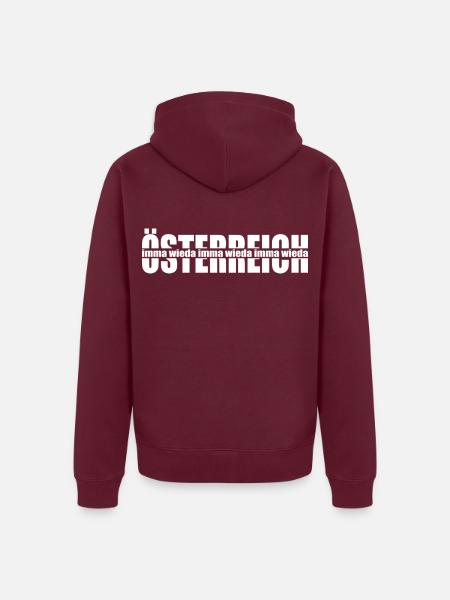 imma wieda Österreich - immer wieder Österreich - Unisex Premium Bio Zip Hoodie - Burgunderrot - Hinten