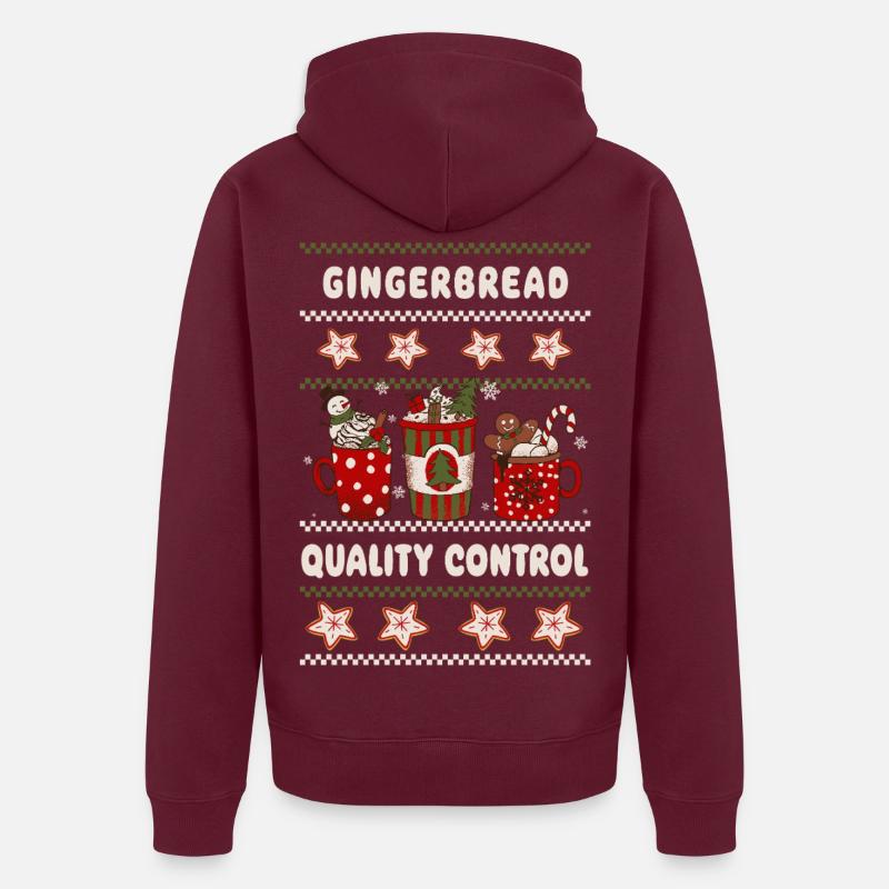 Gingerbread Quality Control - Weihnachten Unisex Premium Bio Zip Hoodie