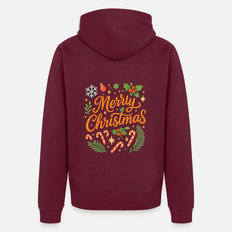 Lettrage de joyeux Noël - Veste à capuche bio Premium Unisexe - bourgogne
