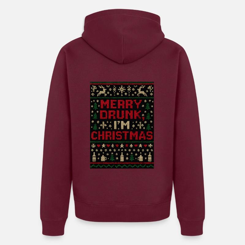 Joyeux ivrogne Je suis Noël Veste à capuche bio Premium Unisexe