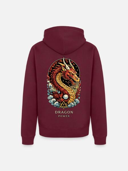 DRACHENTOTEM-KRAFT - Unisex Premium Bio Zip Hoodie - Burgunderrot