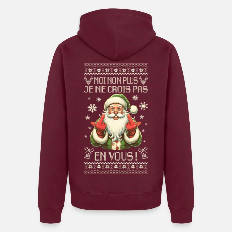 Weihnachtsmann Sarkastischer Humor - Weihnachtsgeschenk - Unisex Premium Bio Zip Hoodie - Burgunderrot