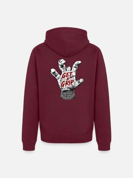 Fang dich zusammen, Hand Brüder in den Waffen - Unisex Premium Bio Zip Hoodie - Burgunderrot - Hinten