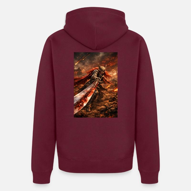 Flammende Klinge Brennende Kriegerin Unisex Premium Bio Zip Hoodie